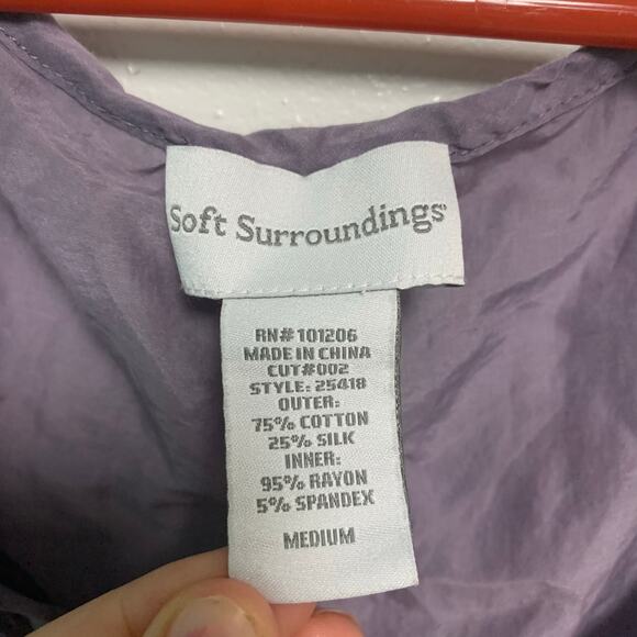 Soft Surroundings Women’s Cotton Silk Blend Purple Lightweight Tank Blouse Med - Picture 2 of 4
